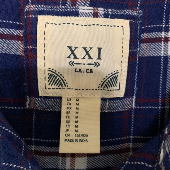 Forever 21 Country Plaid Flannel Button Down Shirt Cotton Medium - Picture 9 of 10